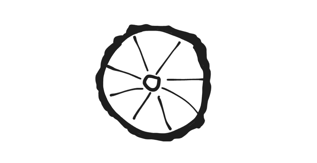 image "A badly drawn sketch of a wobbly bike wheel"